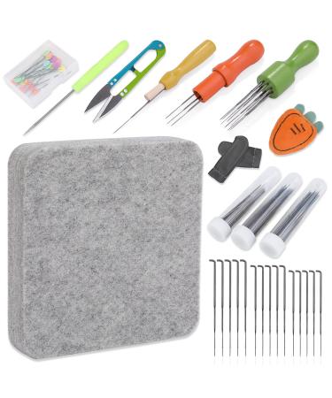 Unberr Needle Felting Pad  122 Pcs Needles Felting Tools  3 Sizes Felting Needles  Wood Handles  Wool Needle Felting Cushion  Soft Needle Felting Pad  Needle Felting Supplies for Basic Felting