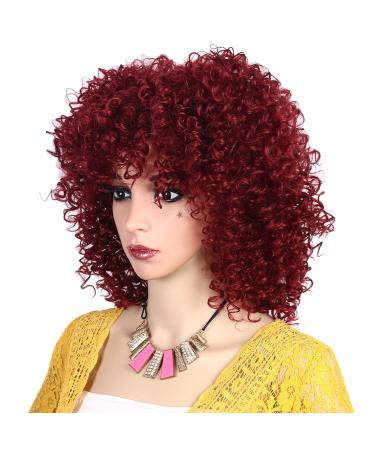 Red Afro Wig - Short Curly Wig with Bangs for Black Women | Synthetic Full Wig for International Shipping - Buy Online on GoSupps.com