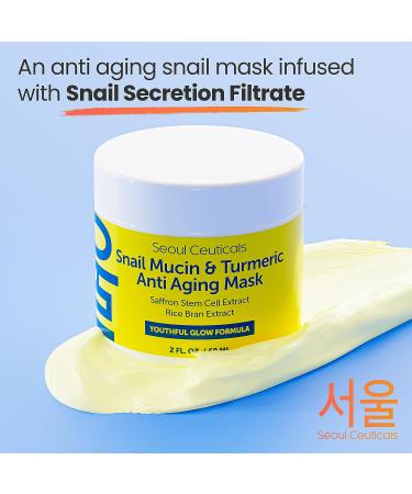Korean Snail Mucin & Turmeric Face Mask | Anti-Aging K Beauty with Saffron & Rice Bran | Hydrating 2oz Mask - Buy Online on GoSupps.com