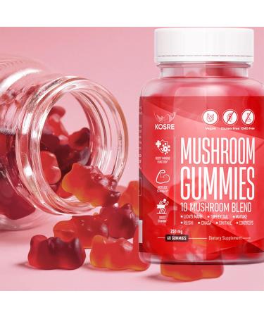 KOSRE Mushroom Gummies 60 Blend Powerful Mushroom Complex 2500mg Brain Booster Immune & Energy Support Premium Mushroom Supplement for Men & Women 60 Gummies - Buy Online on GoSupps.com