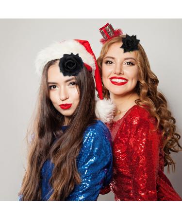 4 Pcs Black Rose Hair Clip Flower Hairpin Fabric Rose Brooch Floral Clips Mexican Hair Flowers Pin up Headpieces for Woman Girl Wedding Goth Halloween Party - Buy Online on GoSupps.com