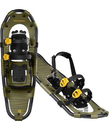 Retrospec Drifter Snowshoes - Aluminum Frames, Double-Ratchet Binding System - Olive 25 Inch - Carry Bag - Adults & Children - Buy Online on GoSupps.com