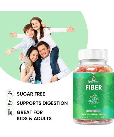 Chicory Root & Inulin Fiber Prebiotic Gummies - Apple Flavor | 60 Ct | Digestive Support for Kids & Adults - Sugar Free - Buy Online on GoSupps.com
