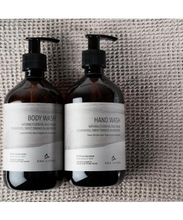 ENA Living Cedar Scented Hand Wash | 500ml | Hand Wash for All Skin Types | Luxury Hand Wash with Sweet Orange Lavender and Cedar Oils | Moisturising Hand Wash with Aloe Vera and Castor Oil - Buy Online on GoSupps.com