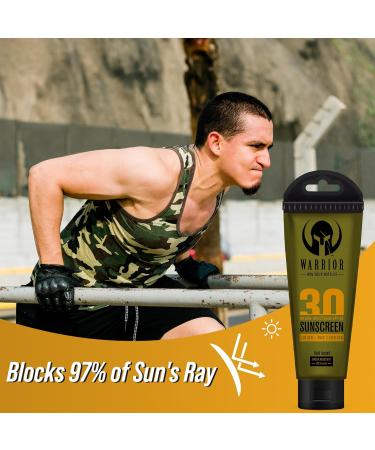 Buy Warrior Sunscreen SPF 30 Lotion - Water & Sweat Resistant TSA Compliant Biodegradable Broad Spectrum Sunscreen (3 Oz) for International Shipping - Buy Online on GoSupps.com