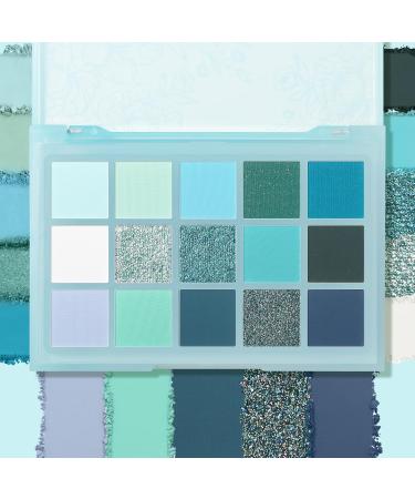 UCANBE Eyeshadow Palette – Shimmer Matte Glitter Metallic Cool Tones Shades 15 Color - Azure Phoenix - Buy Online on GoSupps.com
