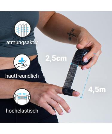 TrueTape Finger Pavement | 8x Rolls Self-Adhering Plasters for Fingers (2.5cm x 4.5m) | Black Dirt-Repellent Narrow Adhesive Tape - Buy Online on GoSupps.com