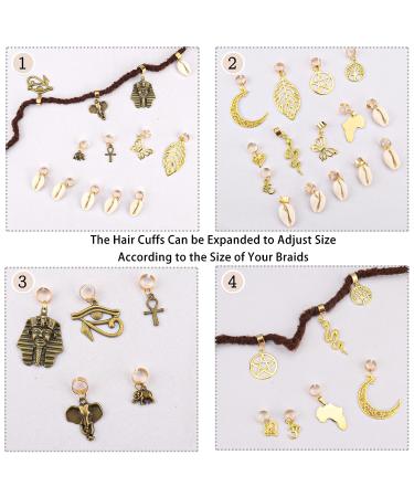 20 PCS Adjustable Locs Hair Clips | Vintage African Hair Charms | DIY Locs Accessories | Bronze and Gold - Buy Online on GoSupps.com