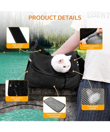 Flovippet Sling for Dogs & Cats | Breathable Dog Carrier Bag for Small Dogs (Up to 5kg) | Soft Outdoor Pet Bag - Black - Buy Online on GoSupps.com
