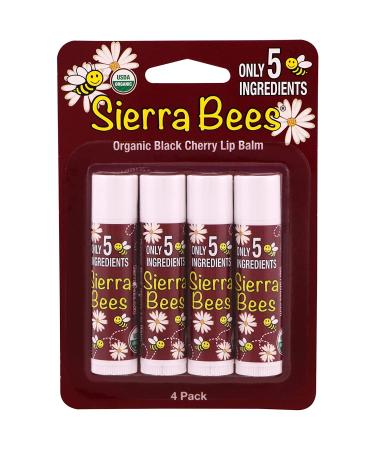 Sierra Bees Organic Black Cherry Lip Balm 4 Pack | .15 oz Each - Hydrating & Natural - Buy Online on GoSupps.com