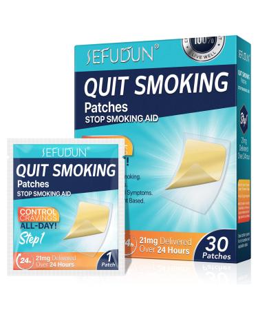 Quit Smoking Patches (30 Patches) Step 1 Stop Aids 21mg Quit Smoke Patches Easy to Use Effective to Help Stop Smoking Control Smoking Cravings All Day nicotine patches step 1