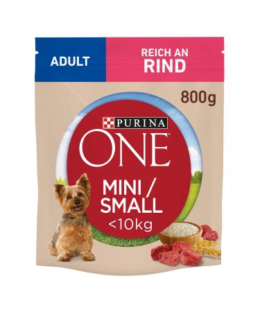 PURINA ONE Mini/S Dry Food for Small Dogs, Rich in Beef and Rice 8 x 800 g 8 Cans