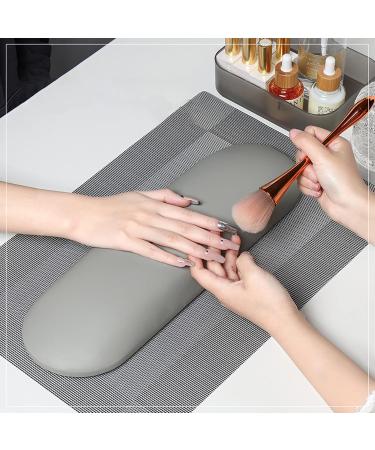 YOXIER Nail Hand Pillow Nail Art Hand Pillow Wrist Arm Cushion Non-Slip Faux Leather Grey - Buy Online on GoSupps.com