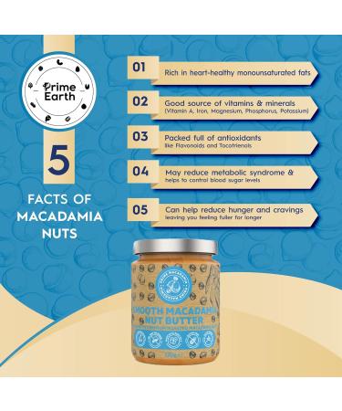 Prime Earth - Smooth Macadamia Nut Butter - 170g - Made with Macadamia Nuts - Zero Oil Salt & Sugar - Coeliac Keto Paleo & Vegan Friendly - Produced in Small Batches - Made in the UK - Buy Online on GoSupps.com