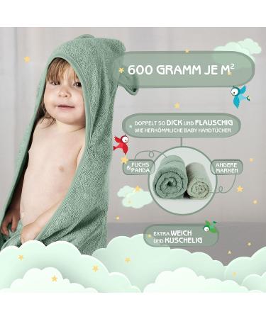 Fuchsundpanda Extra Thick Baby Hooded Towel | 100% Bamboo 75x75cm | Warm Soft Perfect Gift in Copper-Green - Buy Online on GoSupps.com