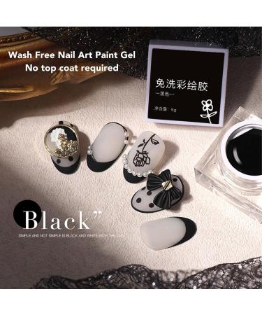  Alomejor Alomejor 2 Pcs Nail Art Gel Black White Vibrant Color Long Lasting Effect Nail Art Painting Gel - Buy Online on GoSupps.com