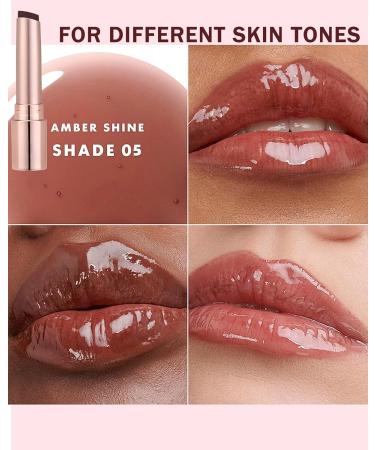 Hydrating Tinted Lip Blam Natural Sheer Brown Nude Lipstick Moisturizing Lipgloss Long Lasting Waterproof Lip Balm Stain Non-Stick Liptint Oil Stain Glossy Lipcolor Finish for Dry Cracked Lips-05 - Buy Online on GoSupps.com