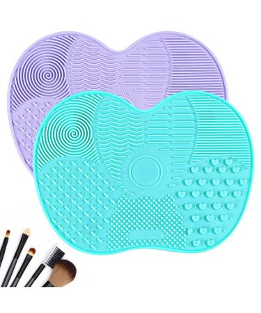 Sibba Makeup Brush Cleaner Mat 2 PCS Silicone Cleaning Sponge Bowl Make Up Pad Cleanser Paint Brushes Tools Solution Shampoo Erasers Washing Scrubber Removes Cosmetic Cup Washer Drying Rack Clean