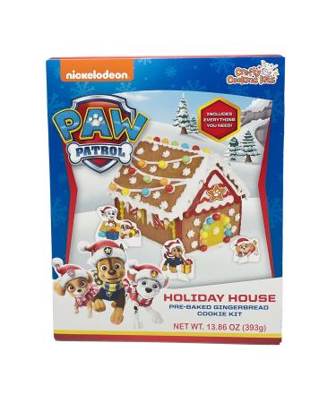 Paw Patrol Holiday Pup House - Crafty Cooking Kits - 13.86oz (393g) - Ready to Assemble and Decorate - Includes Cookies, Icing, and Candy Beads - Holiday Baking Kits for Kids