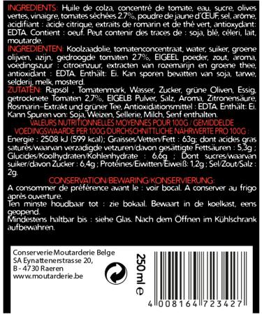 La D licieuse super tasty premium Delikatess mayonnaise from a Belgian family business dried tomatoes 250 ml - Buy Online on GoSupps.com
