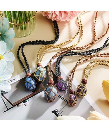 6-Piece Adjustable Stone Holder Necklace Cord Set for DIY Jewelry Making - Quartz Crystal Stone Necklace Cord in Black, Brown, Beige - Buy Online on GoSupps.com