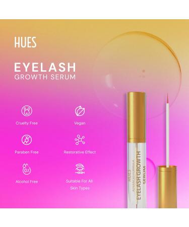 Hues Premium Eyelash Serum - Achieve Fuller Longer & Thicker Lashes | 5ML Lash Enhancing Serum for Natural Beauty - Buy Online on GoSupps.com