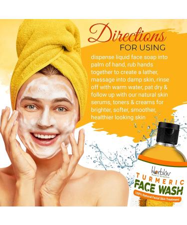 Herblov Turmeric Face Wash 4oz - Natural Anti Aging Exfoliating Cleanser for Acne Scars & Sun Damage - Buy Online on GoSupps.com