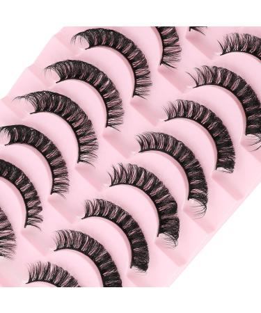 3D Russian Strip Fake Lashes - Cat Eye D Curl Fluffy - 10 Pairs Natural Look Faux Mink Eyelashes | LTJ24 - Buy Online on GoSupps.com