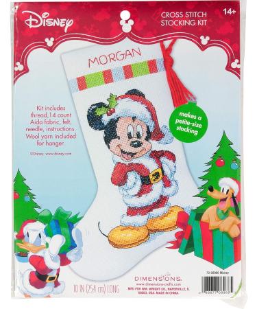 Mickey Mouse Christmas Stocking Cross Stitch Kit | 14 Count White Aida Cloth | 10''L - Buy Online on GoSupps.com