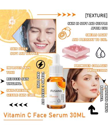 Fusang 2PCS Vitamin C Face Serum Vitamin C Serum Moisturizing Serum Vitamin C Serum for Face 30ML - Buy Online on GoSupps.com