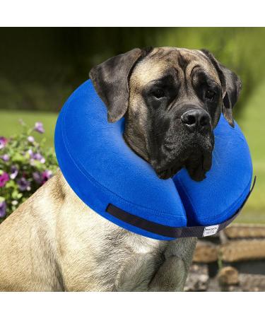 Bencmate inflatable breaking ruff for dogs & cats dog collar leak protection dog for recovery after operations or wounds hewskin dog who does not block the view neck: 18 "-25" X-Groß blue