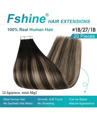 FSHINE Tape-In Extensions 50g Real Hair 20 Pieces 35cm Off Black to Honey Blonde Seamless Remy Hair #1b/27/1b #1b/27/13b - Buy Online on GoSupps.com