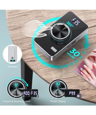 Karite Professional Nail Drill Machine for Acrylic Nails - 35000 RPM Electric File with 13 Bits, 30 Sanding Bands, USB Rechargeable - Portable Manicure Tool for Home Salon - Gray - Buy Online on GoSupps.com