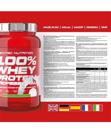 Buy Scitec Nutrition 100% Whey Protein Professional - Gluten-Free Palm Oil-Free Enriched with Amino Acids 920g - Pistachio White Chocolate Flavor - International Shipping Available - Buy Online on GoSupps.com