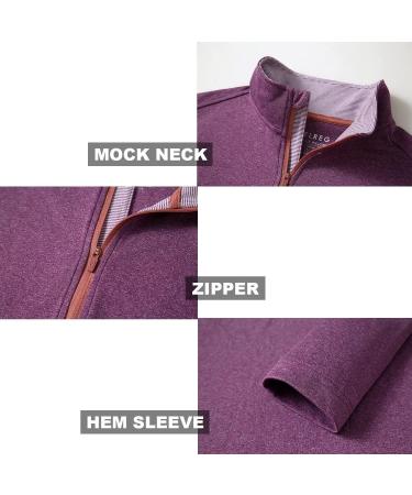 Quarter Zip Golf Pullover Men Dry Fit Long Sleeve - Dark Purple Melange - 3XL - Buy Online on GoSupps.com