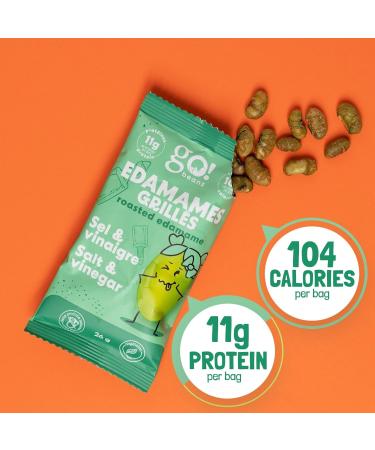 GoBeanz Crunchy Roasted Edamame Tasty Salt & Vinegar High Protein Healthy Snack For Adults & Kids 20 Single Serve Packs Low calorie Low Sugar Plant Based Salty Snacks Salt & Vinegar 26 g (Pack of 20) - Buy Online on GoSupps.com