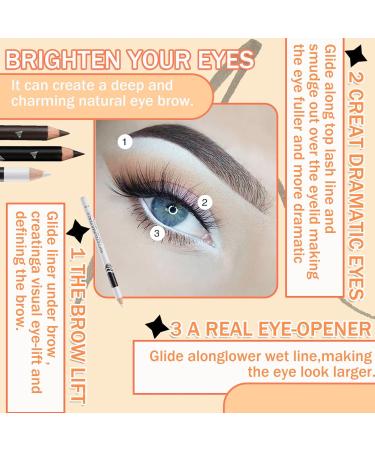 12PCS Eyeliner Pencil Black White Dark Brown Waterproof Eyeliner Pencil Pen Set Smudge-proof Long Lasting Matte Eye Liner Makeup Pencils Easy Apply Colored Eyeliner Pencil - Buy Online on GoSupps.com