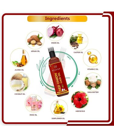 Newish Red Onion Oil for Hair Regrowth - Natural Hair Care Treatment for Men and Women - 3.38 Fl Oz - Buy Online on GoSupps.com