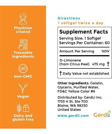 GerdLi D-Limonene Supplement for Optimal Gut Health - Buy Online on GoSupps.com
