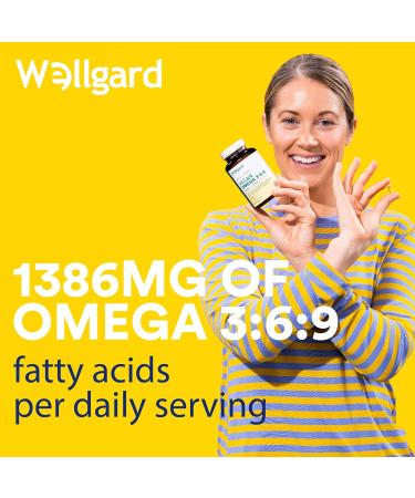 High Strength Vegan Omega 3 6 9 Capsules by Wellgard - 1386mg Flaxseed Oil with Alpha Linolenic Acid (ALA), Linoleic Acid (LA), Vitamin E - Buy Online on GoSupps.com