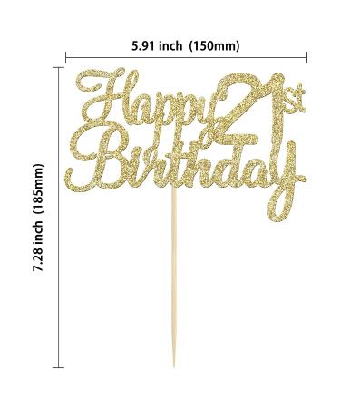 Gold Glitter Happy 21st Birthday Cake Topper - 21st Birthday Party Decoration - Buy Online on GoSupps.com