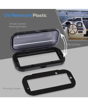 Pyle PLMRCB1 Water Resistant Marine Stereo Cover - Smoke Colored Boat Radio Protector Shield with Flip-up Door & Mounting Gasket - Buy Online on GoSupps.com