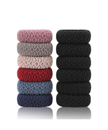 NiAMAi Sports Hair Thick Hair Ties for Women and Girls-Hair Elastic Seamless Soft Hair Ties Hair Accessories With All Day Hold- No Damage No Crease Not Slip Hair Band 12PCS