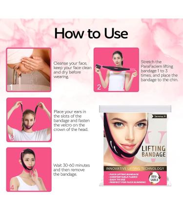 Elastic V Line Face Slimming Bandage | Chin Cheek Lift Up Belt for Women | Anti Wrinkle Facial Strap | Red Black - Buy Online on GoSupps.com