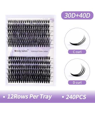 Individual Lashes 240PCS Cluster Extensions C Curl 0.07mm 30D/40D Mixed 12-16mm RR-12-16mm Clusters - Buy Online on GoSupps.com