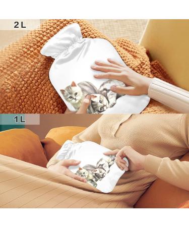 2L Cat Portrait Hot Water Bottle with Cover Pain Relief & Winter Hand/Feet Warmer - Buy Online on GoSupps.com