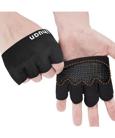 ihuan New Weight Lifting Gym Workout Gloves Men & Women, Partial Glove Just for The Calluses Spots, Great for Weightlifting, Exercise, Training, Fitness Black Small