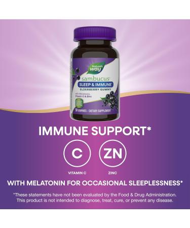 Nature's Way Sambucus Sleep + Immune Gummies with Melatonin & L-Theanine - 50 Count - Buy Online on GoSupps.com