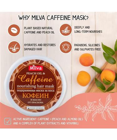 Milva Caffeine Hair Mask for Dry Damaged Hair | Anti Hair Loss Treatment for Women | Nourish Hydrate & Repair Exhausted Hair | Peach + Almond Oil | Control the Frizz & Accelerate Hair Growth | 250 ML - Buy Online on GoSupps.com