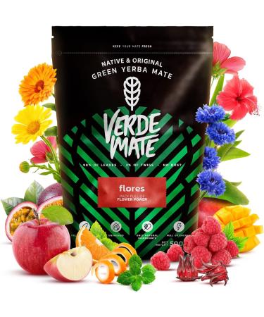 Verde Mate Green Flores 0.5kg | Yerba mate aux fruits et aux herbes | Yerba mate mangue framboises p tales de fleurs | Stimulation naturelle | Yerba mate br silien | 500g - Buy Online on GoSupps.com